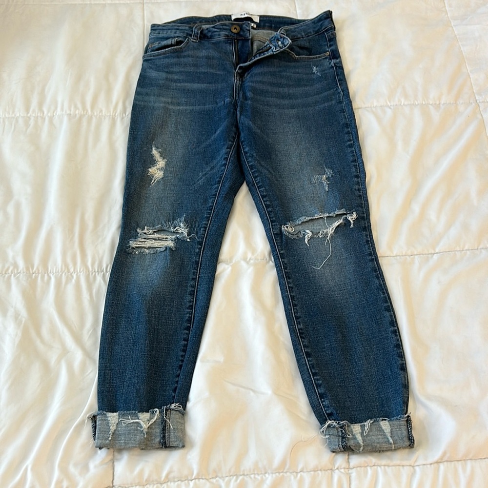 Distressed Blue Jeans